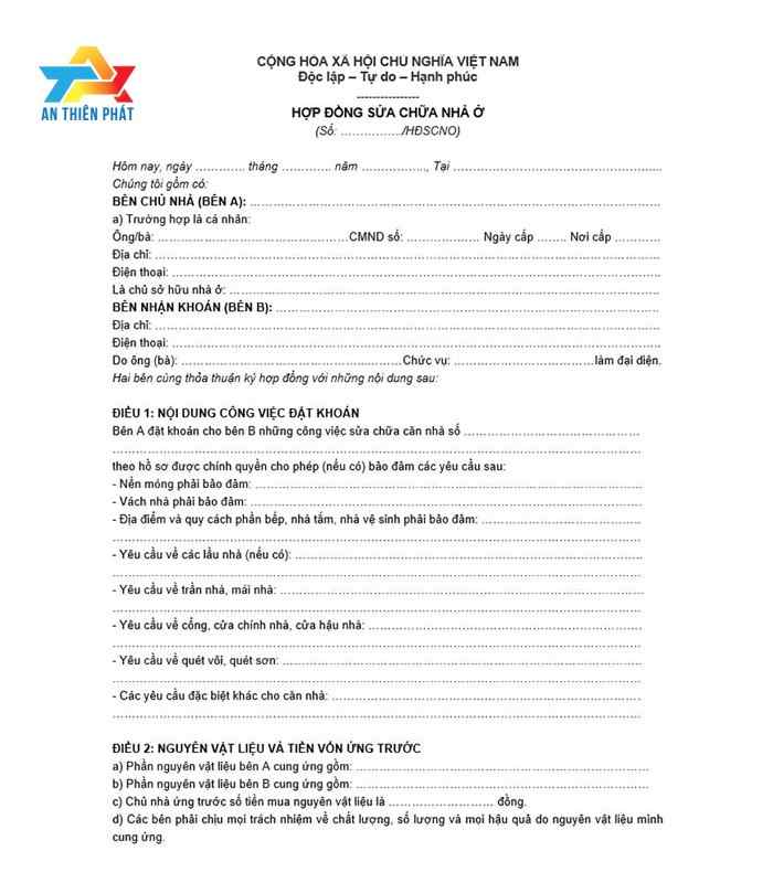 Hợp đồng xây dựng nhà ở