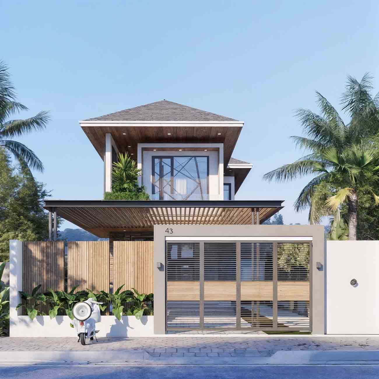 Nhà 1 trệt 1 lầu mái Thái