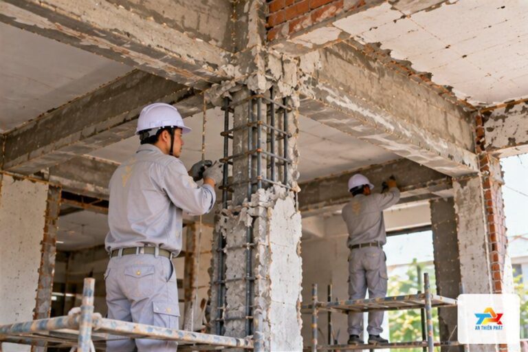 1. Kết cấu: móng, cột, dầm, sàn – Sửa nhà nên làm gì trước? Thứ tự sửa hợp lý