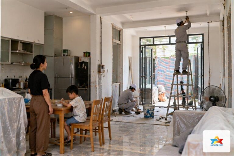 Cần đảm bảo sinh hoạt nếu gia đình vẫn ở trong nhà – Những khó khăn thường gặp khi sửa nhà tại Thủ Đức