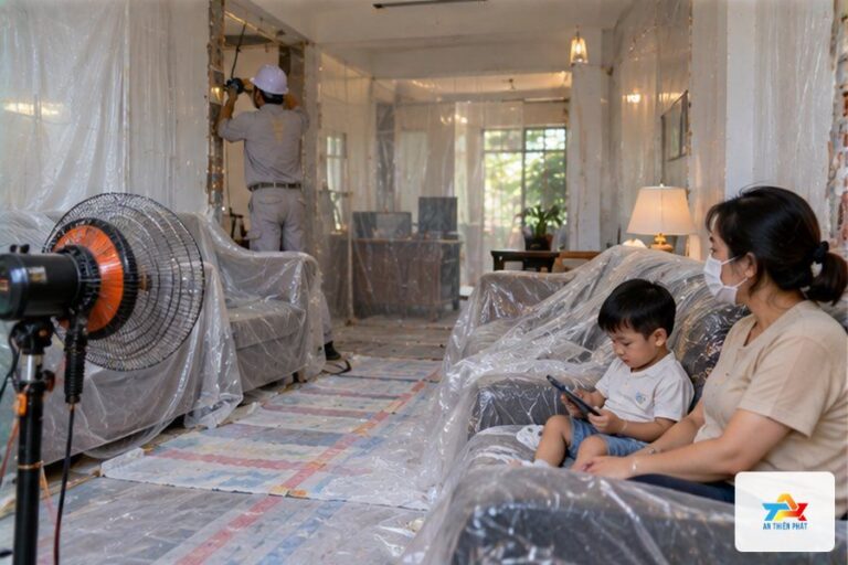 Sửa nhà có người ở: xử lý bụi, ồn, an toàn ra sao?
