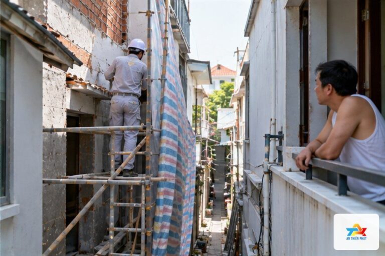 Thi công gần nhà bên cạnh dễ phát sinh ảnh hưởng – Những khó khăn thường gặp khi sửa nhà tại Thủ Đức