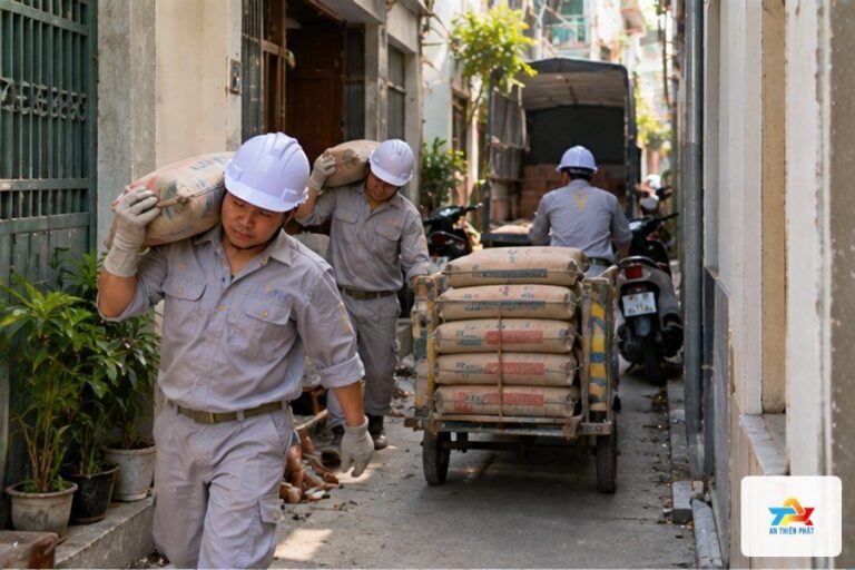 Trung chuyển vật tư – Vì sao sửa nhà trong hẻm nhỏ tốn hơn nhà mặt tiền?